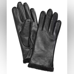 CHARTER CLUB Micro Faux Fur Lined Leather Tech Gloves, Created for Macy's Small
